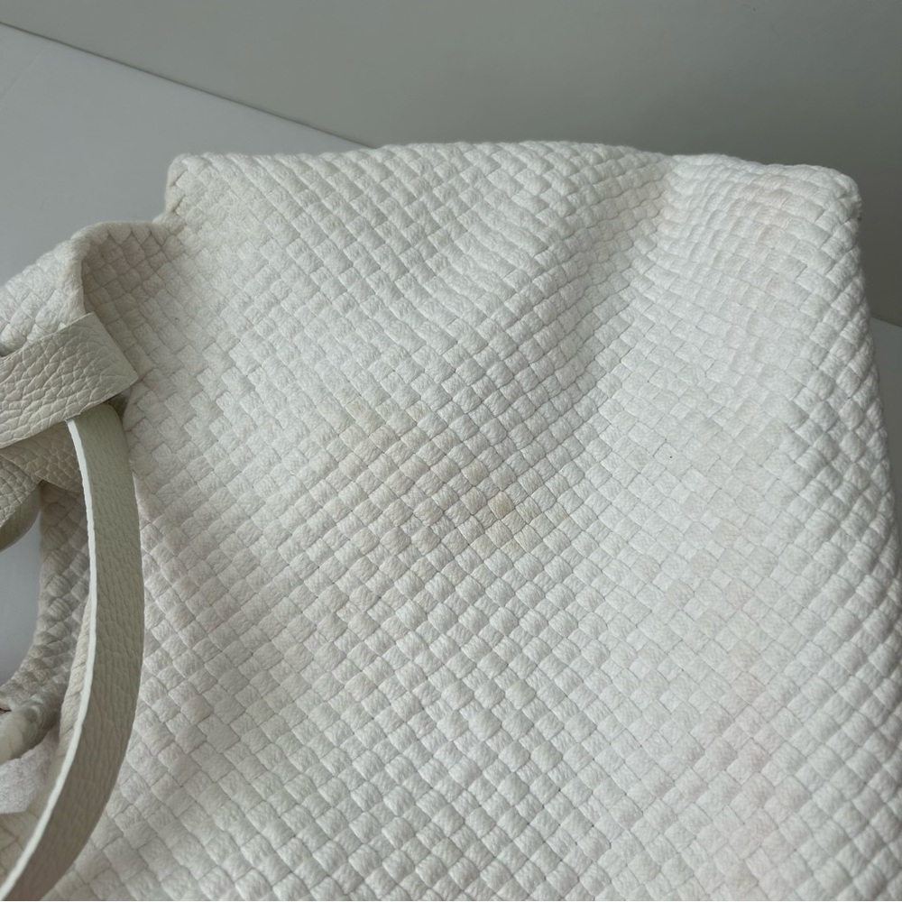 120% Lino White Woven Handbag Purse Satchel - Picture 13 of 16